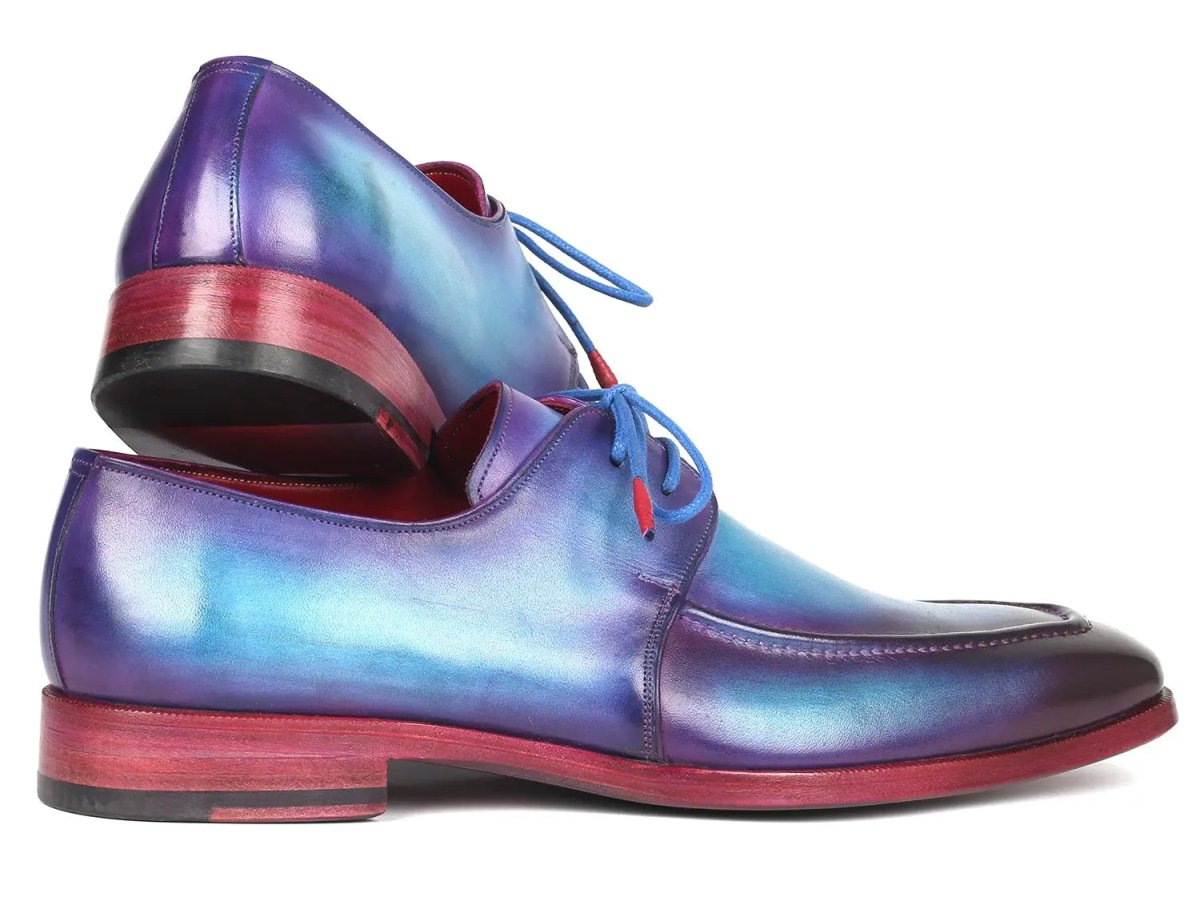 Paul Parkman Men's Apron Derby Shoes in Turquoise and Purple