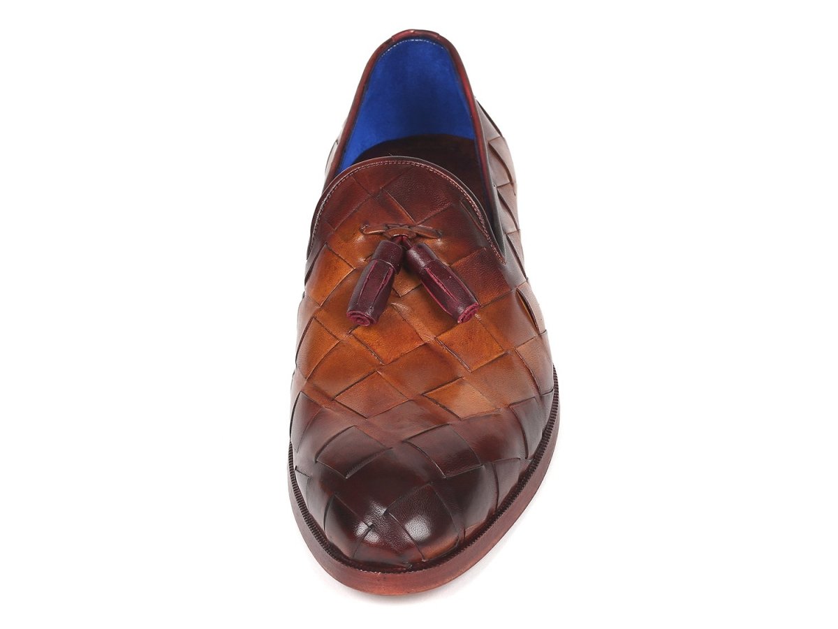 Paul Parkman Men's Big Braided Tassel Loafers Brown (ID6623 BRW)