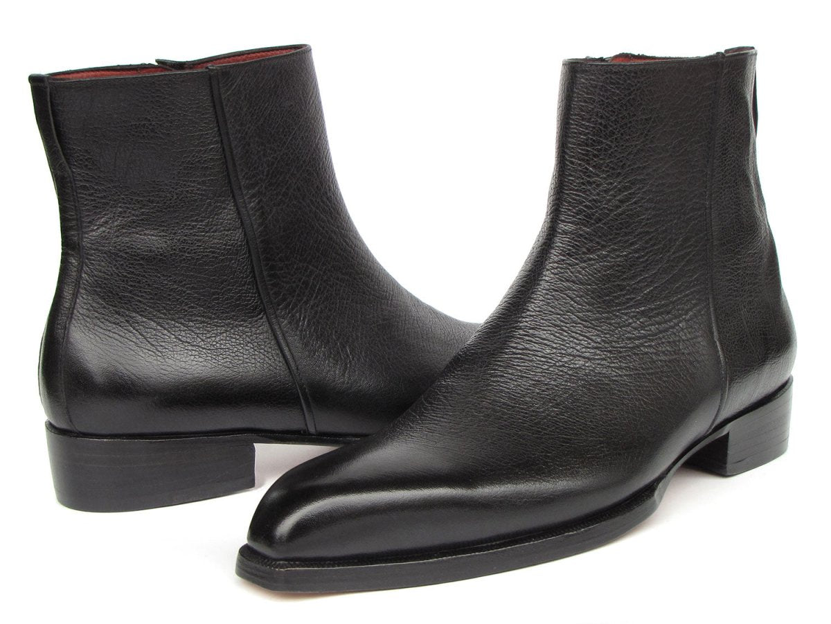 Paul Parkman Men's Black Floater Leather Side Zipper Boots