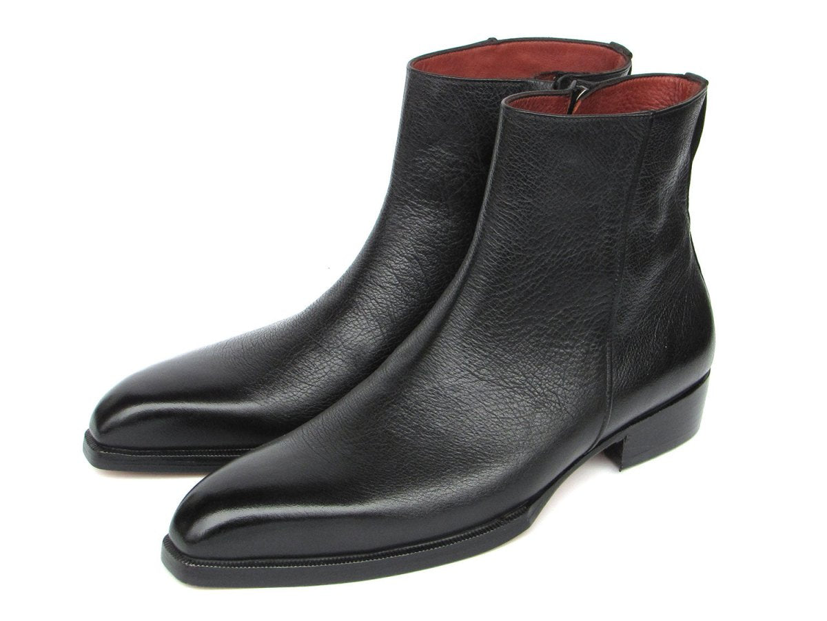 Paul Parkman Men's Black Floater Leather Side Zipper Boots