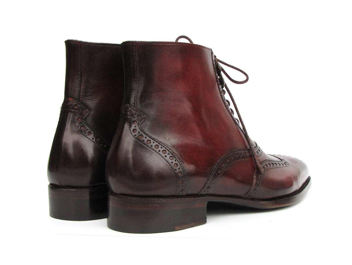 Paul Parkman Men's Bordeaux Burnished Leather Goodyear Welted Wingtip Boots