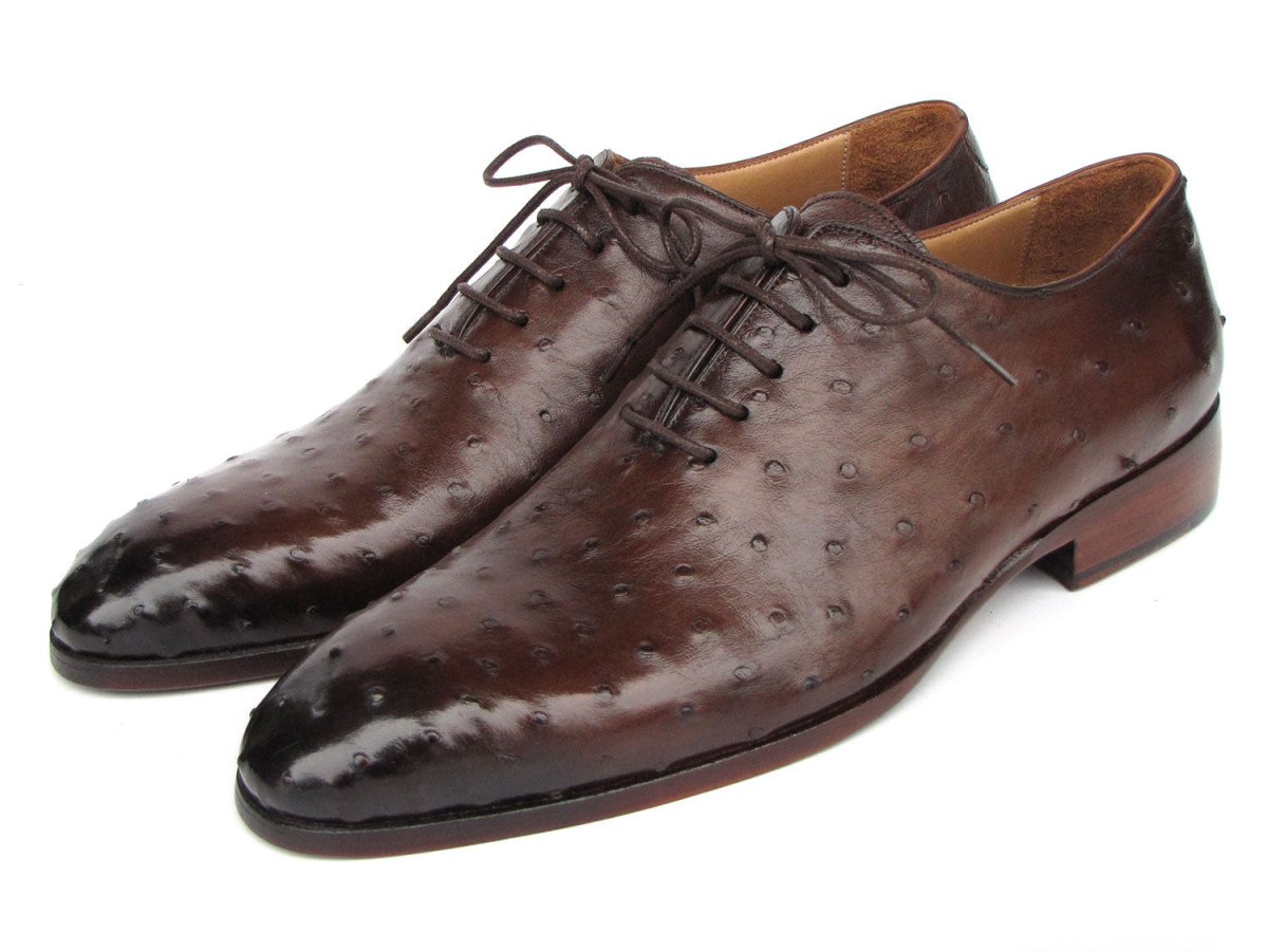 Paul Parkman Men's Brown Genuine Ostrich Oxford Shoes
