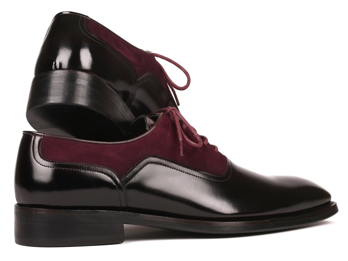 Paul Parkman Men's Burgundy Suede and Black Patent Oxfords (ID17BUR85)