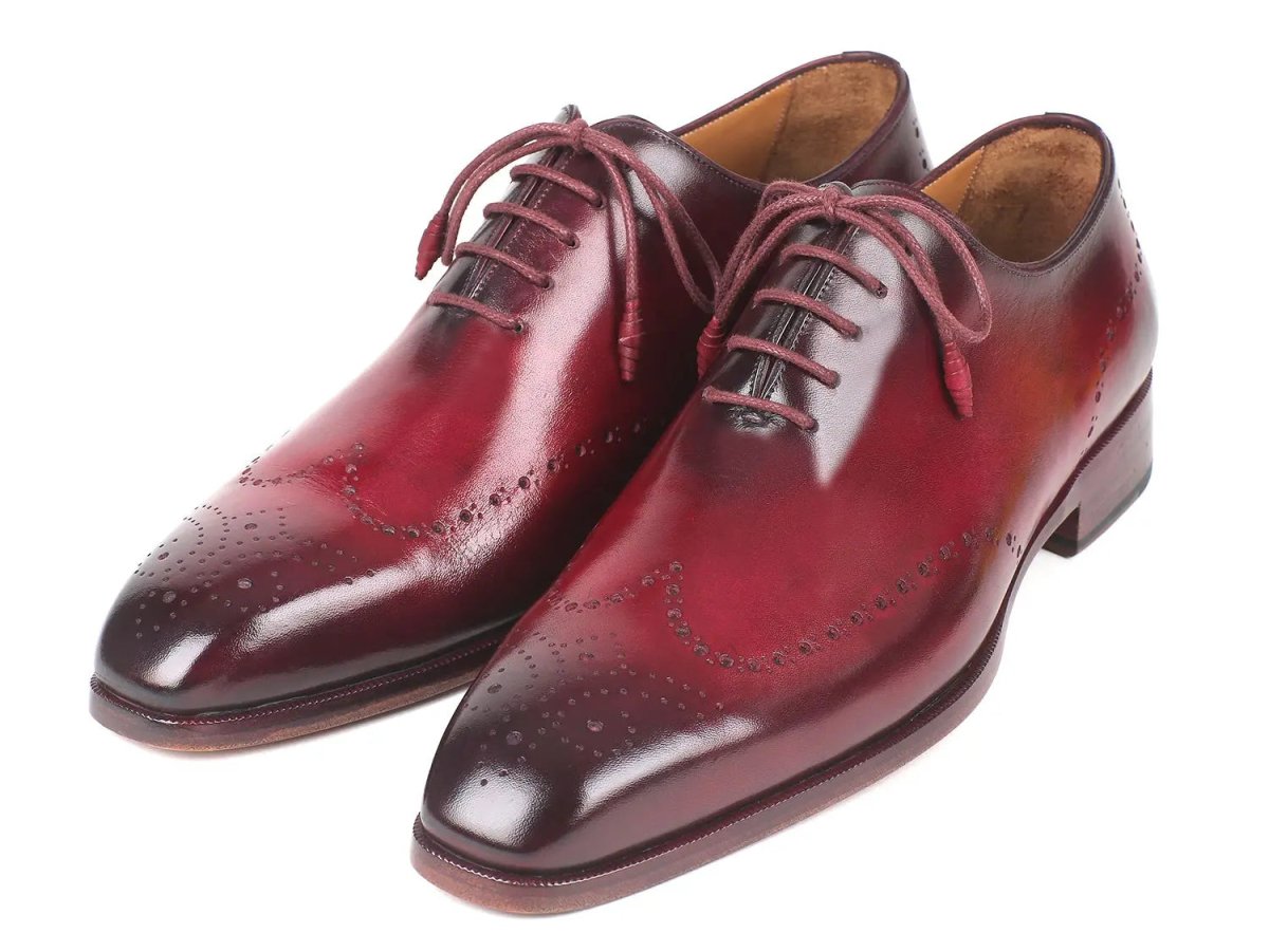 Paul Parkman Men's Burnished Wingtip Oxfords in Bordeaux
