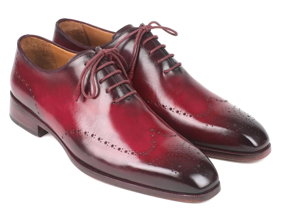 Paul Parkman Men's Burnished Wingtip Oxfords in Bordeaux