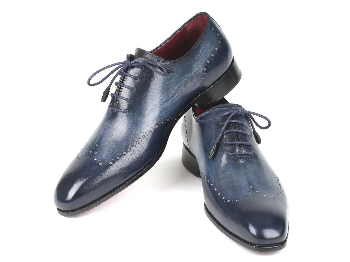 Paul Parkman Men's Burnished Wingtip Oxfords in Navy