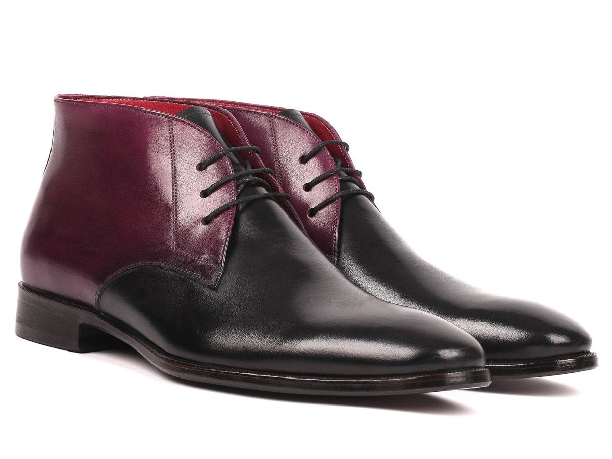 Paul Parkman Men's CalfskIn Chukka Boots in Black And Purple Shoes by Paul Parkman β Don't Panic Shoes