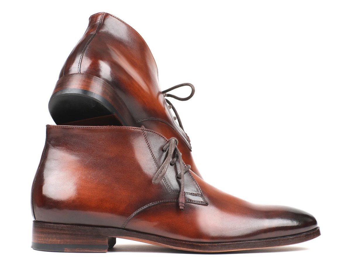 Paul Parkman Men's Calfskin Chukka Boots in Camel and Brown