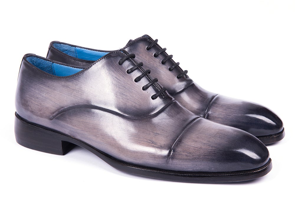 Paul Parkman Men's Cap Toe Oxfords Gray Burnished (ID1744 GRY)