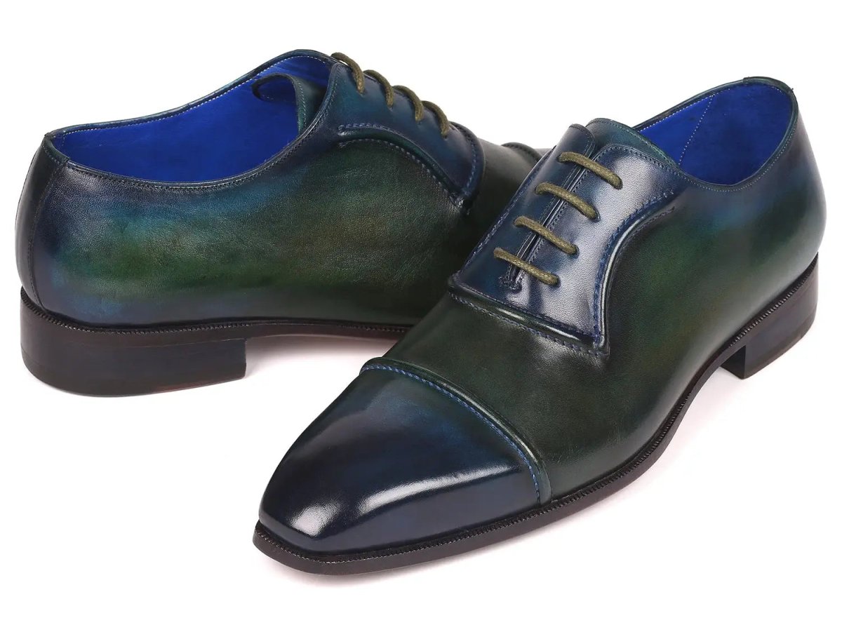 Paul Parkman Men's Cap Toe Oxfords in Blue and Green