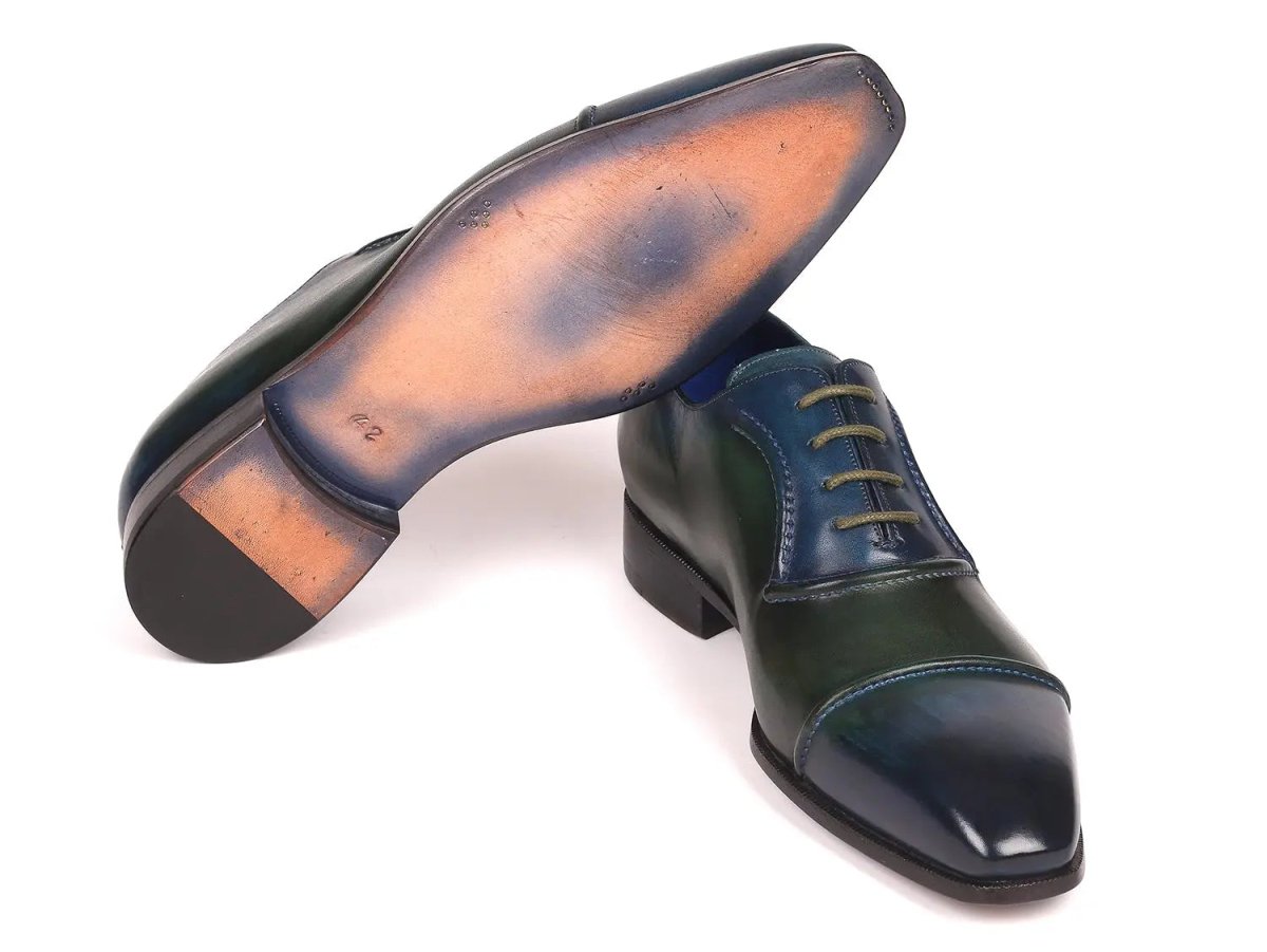 Paul Parkman Men's Cap Toe Oxfords in Blue and Green