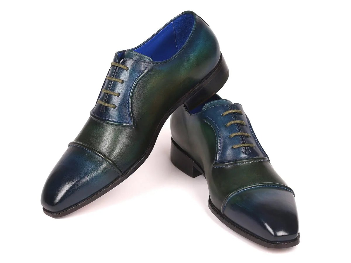 Paul Parkman Men's Cap Toe Oxfords in Blue and Green