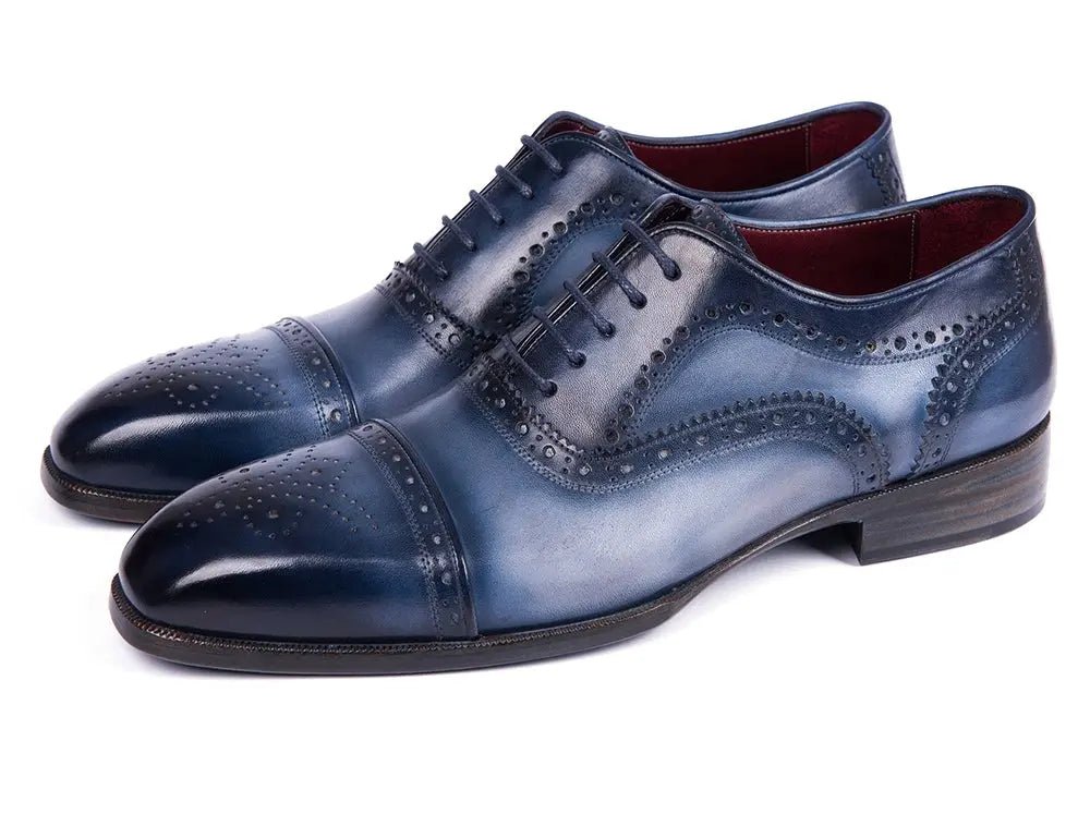 Paul Parkman Men's Cap Toe Oxfords in Blue and Navy