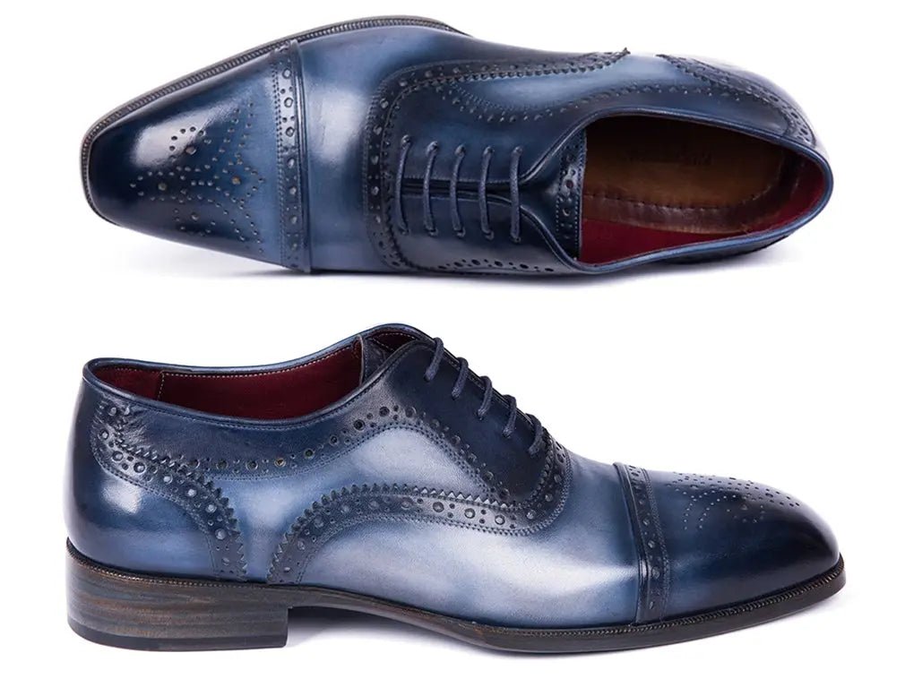 Paul Parkman Men's Cap Toe Oxfords in Blue and Navy
