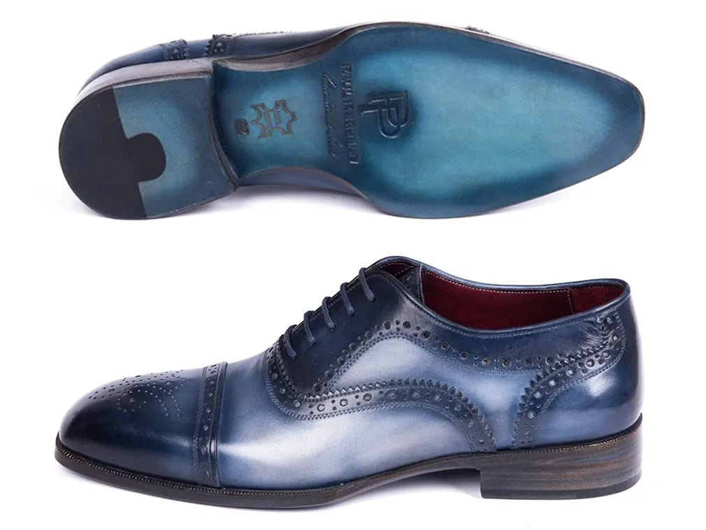 Paul Parkman Men's Cap Toe Oxfords in Blue and Navy