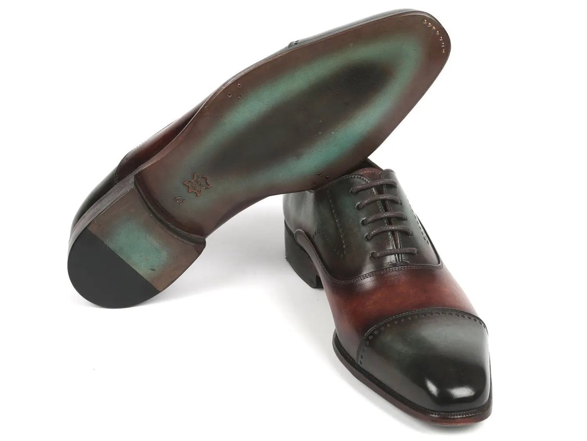 Paul Parkman Men's Cap Toe Oxfords in Green and Brown