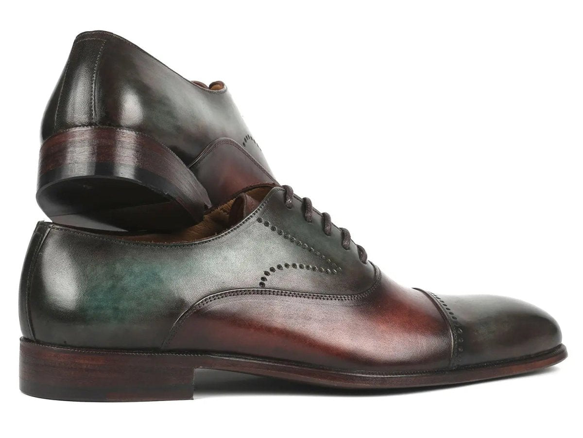 Paul Parkman Men's Cap Toe Oxfords in Green and Brown