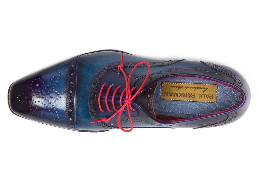 Paul Parkman Men's Captoe Oxfords Blue and Parliament (ID024 - PARL)