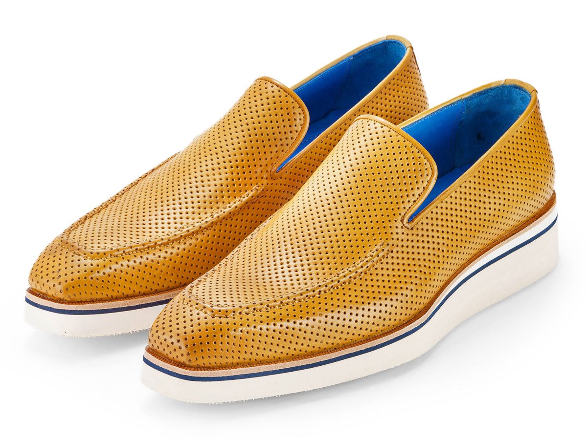 Paul Parkman Men's Custom Made Beige Smart Casual Perforated Leather Loafers 186 PR BEJ