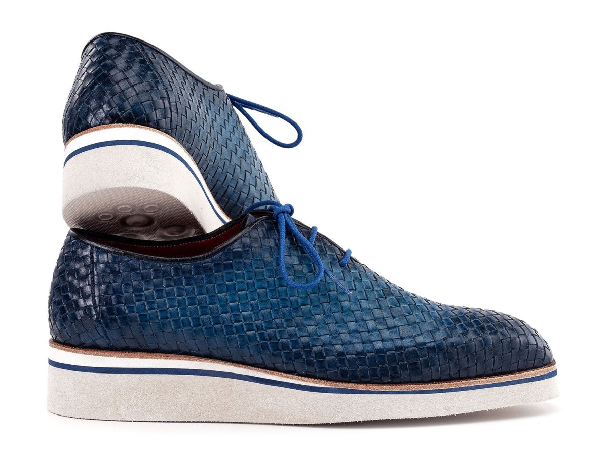 Paul Parkman Men's Custom Made Blue Woven Leather Smart Casual Shoes 182 WVN BLU