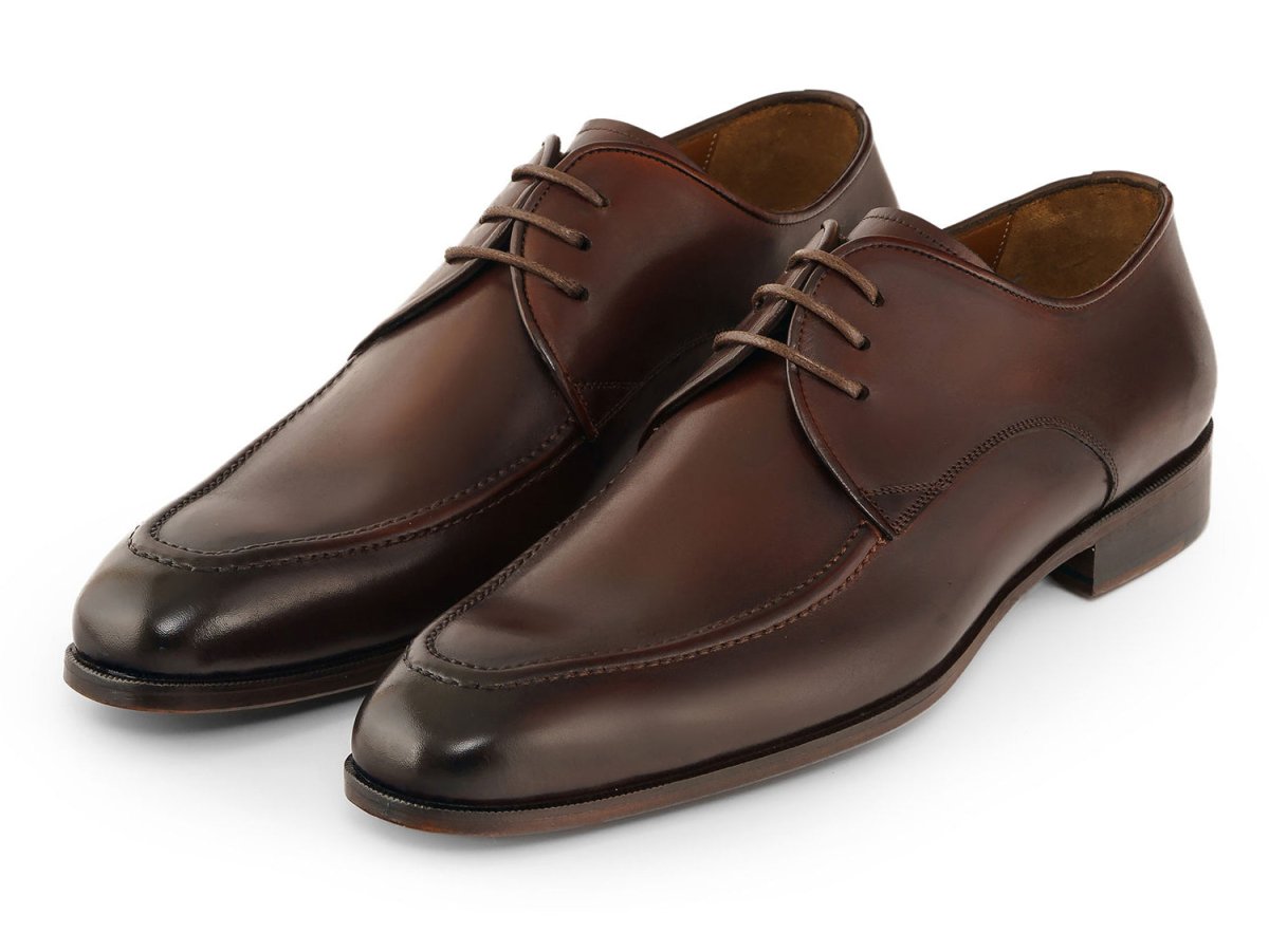 Paul Parkman Men's Custom Made Brown and Bordeaux Leather Apron Derby Shoes 33BRD92