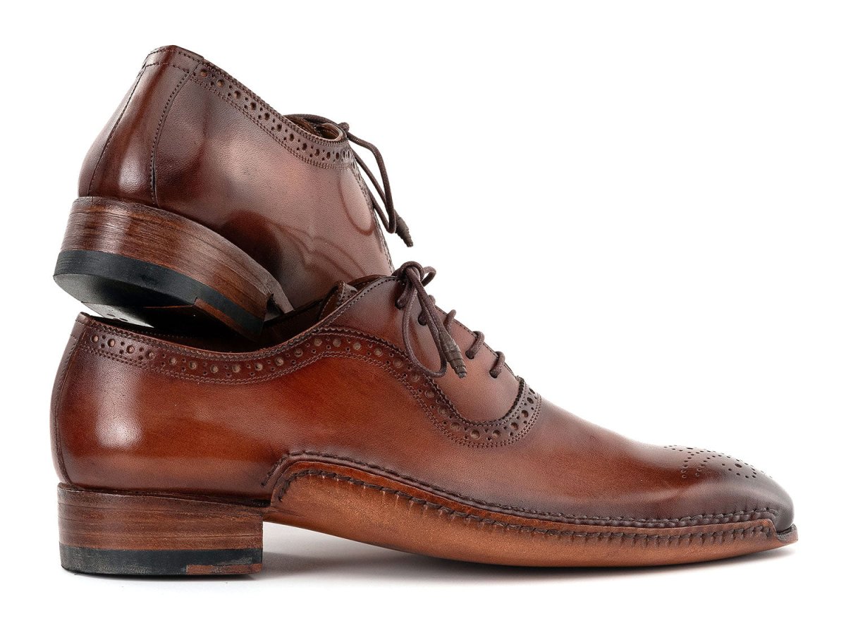 Paul Parkman Men's Custom Made Brown Burnished Leather Handmade Oxfords OPK296A