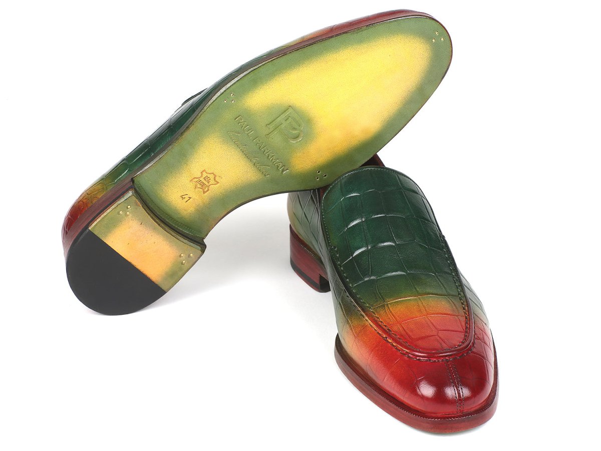 Paul Parkman Men's Custom Made Crocodile Embossed Calfskin Multicolor Loafer 7339 - SPR
