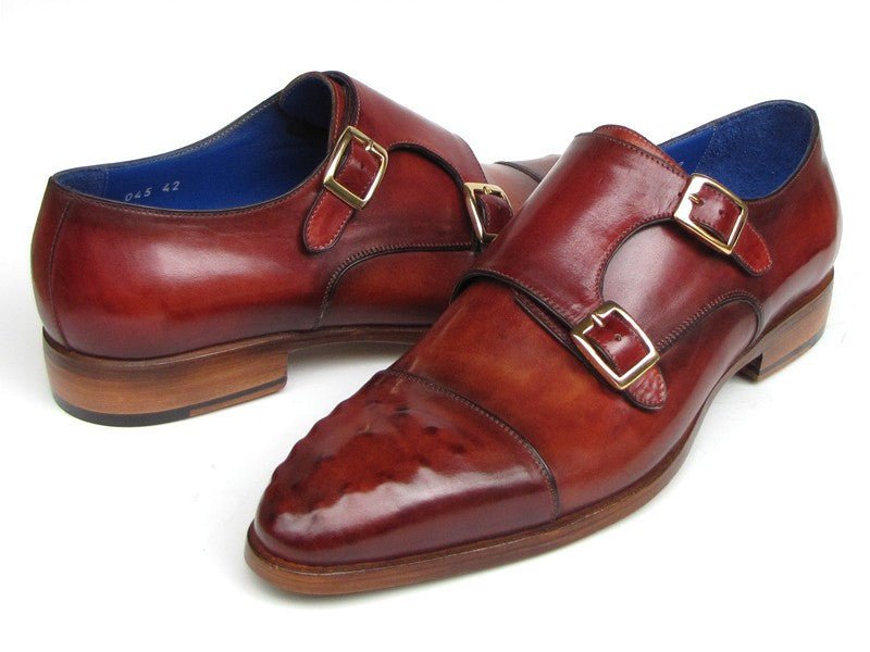 Paul Parkman Men's Double Monkstrap Burgundy Leather (ID047 - BUR)