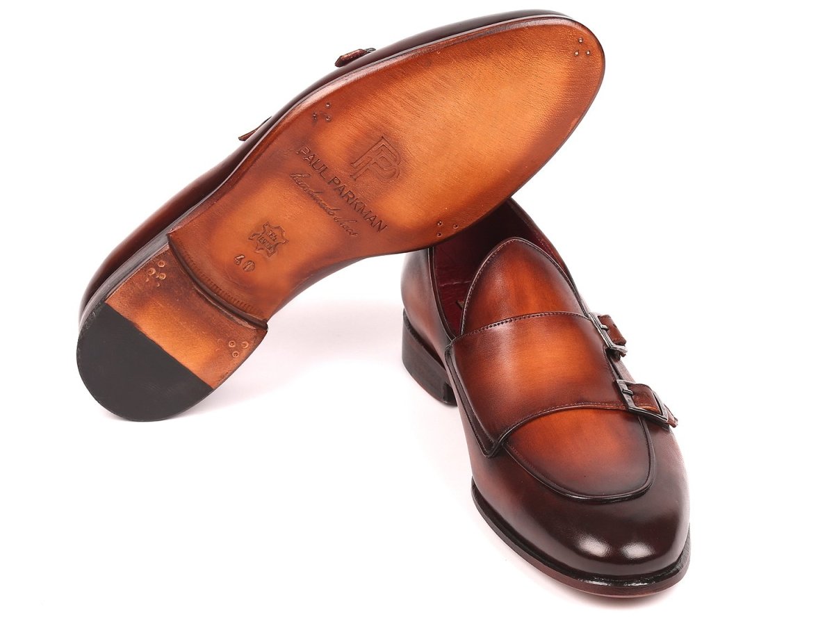 Paul Parkman Men's Double Monkstrap Shoes in Brown
