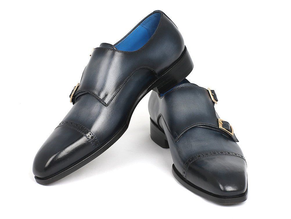 Paul Parkman Men's Double Monkstraps in Navy
