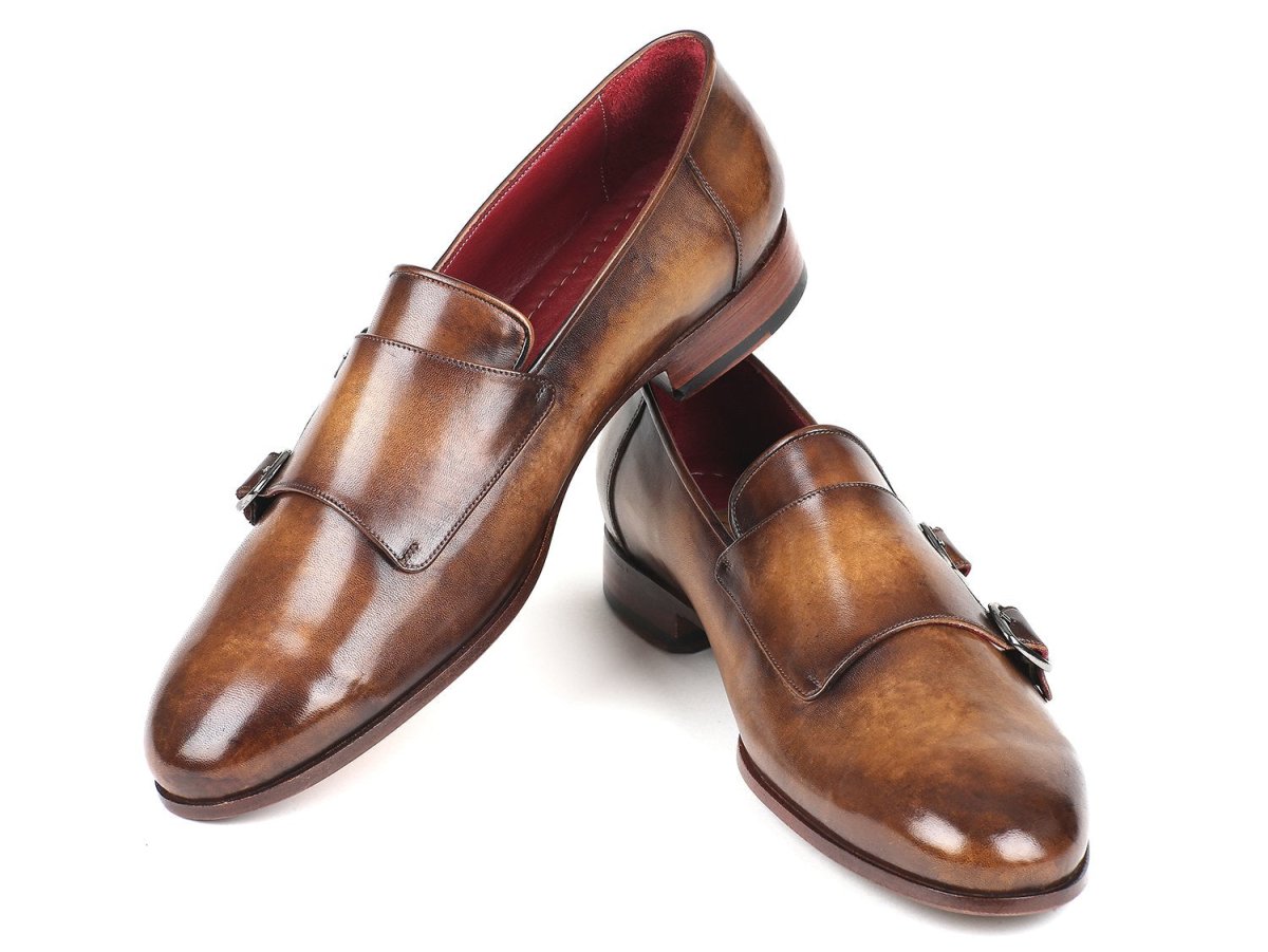 Paul Parkman Men's Double Monkstraps in Olive
