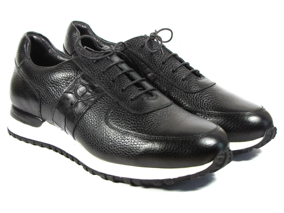 Paul Parkman Men's Floater Leather Sneakers in Black