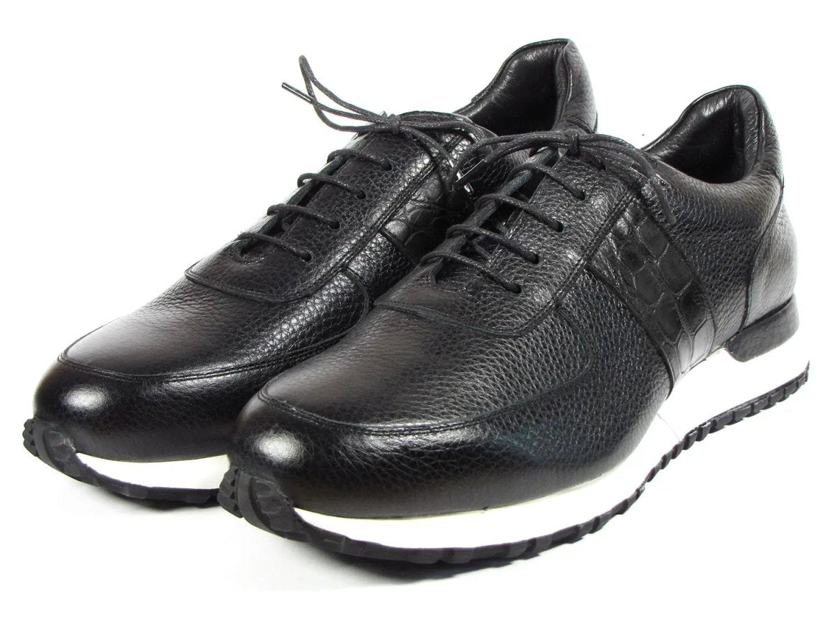 Paul Parkman Men's Floater Leather Sneakers in Black