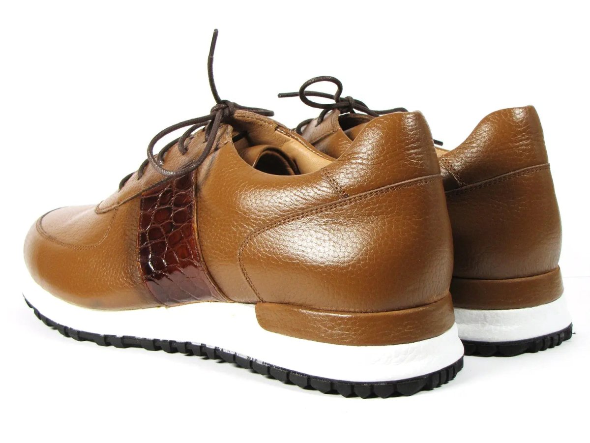 Paul Parkman Men's Floater Leather Sneakers in Cognac