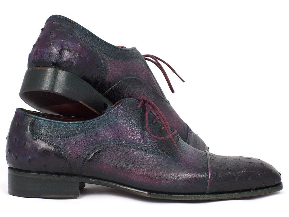 Paul Parkman Men's Genuine Ostrich Captoe Oxfords Purple (ID24XS PRP)