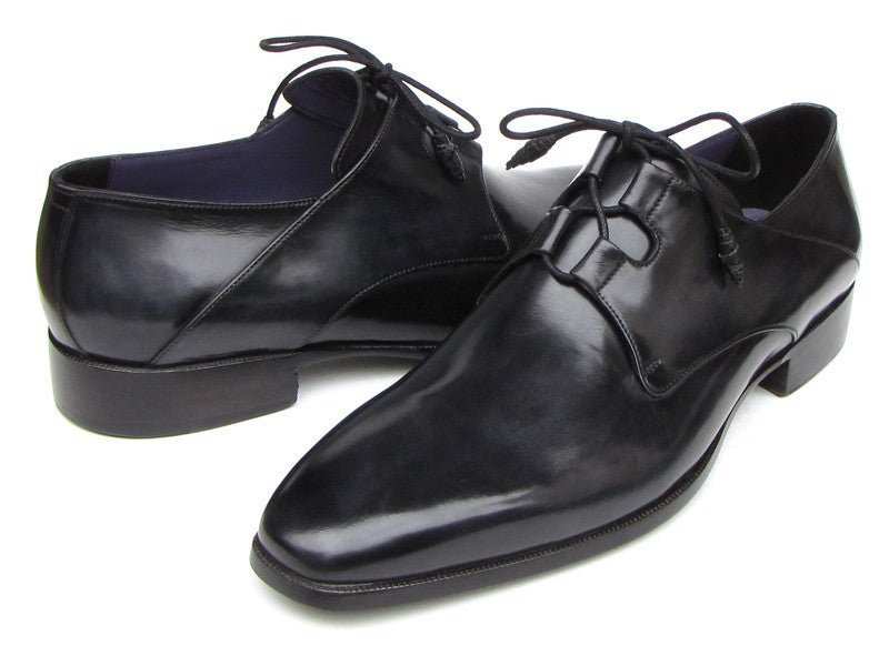 Paul Parkman Men's Ghillie Lacing Plain Toe Black Shoes (ID076 - BLK)