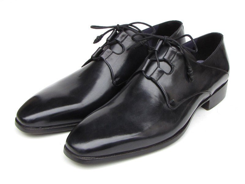 Paul Parkman Men's Ghillie Lacing Plain Toe Black Shoes (ID076 - BLK)