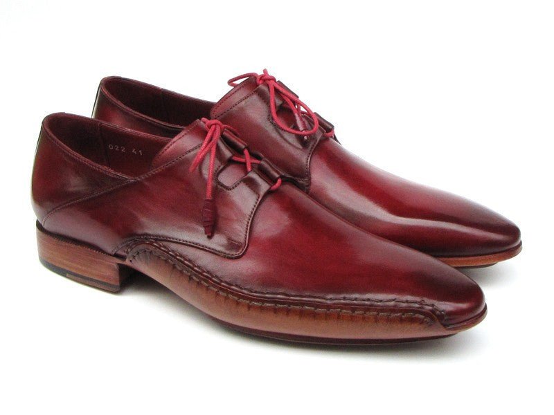 Paul Parkman Men's Ghillie Lacing Side Handsewn Dress Shoes in Burgundy