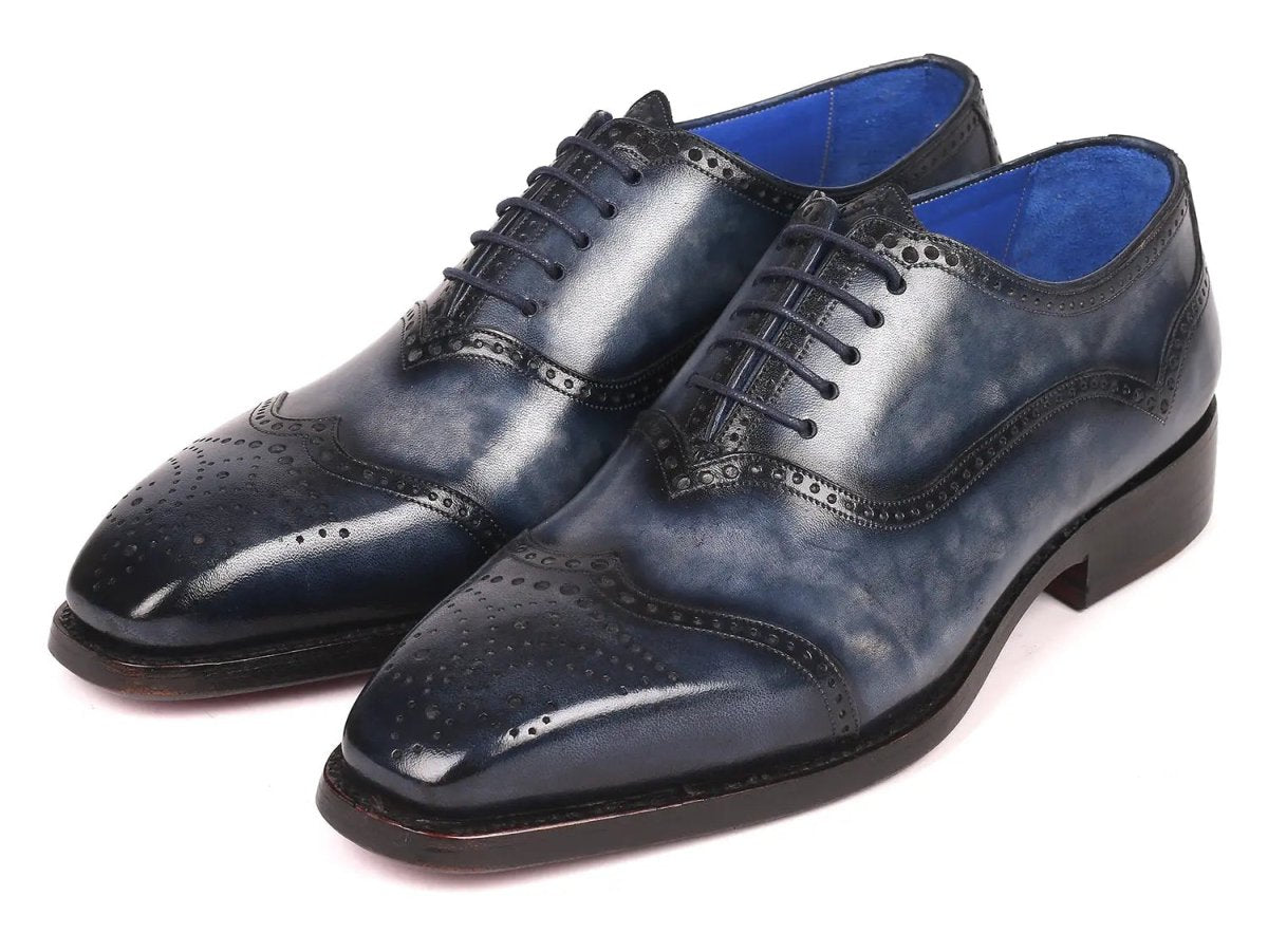 Paul Parkman Men's Goodyear Welted Oxford Shoes in Navy