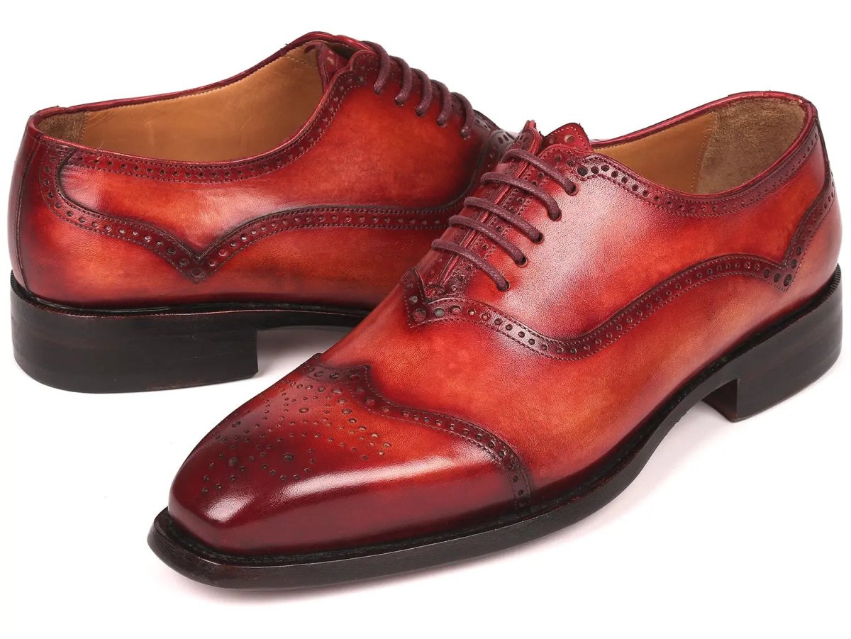 Paul Parkman Men's Goodyear Welted Oxford Shoes in Reddish Brown