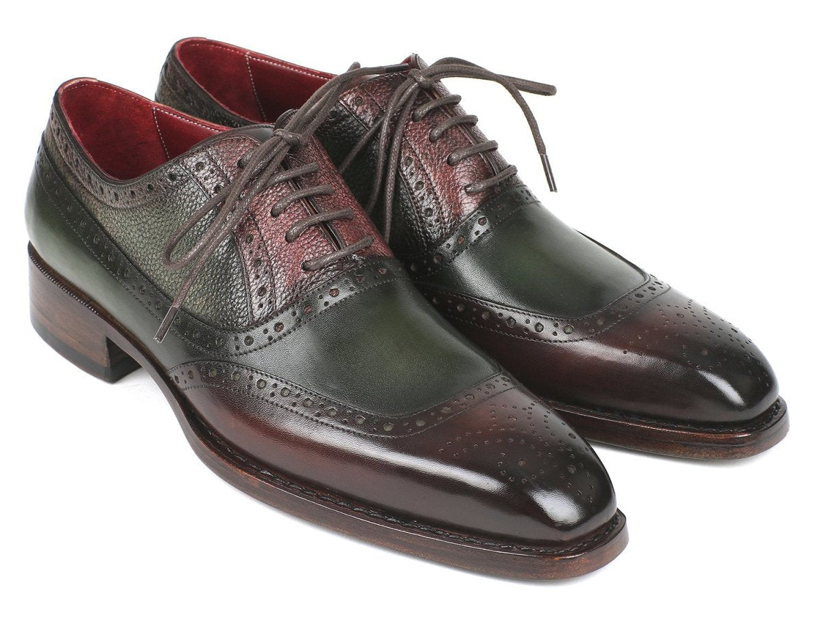 Paul Parkman Men's Goodyear Welted Oxfords in Brown and Green