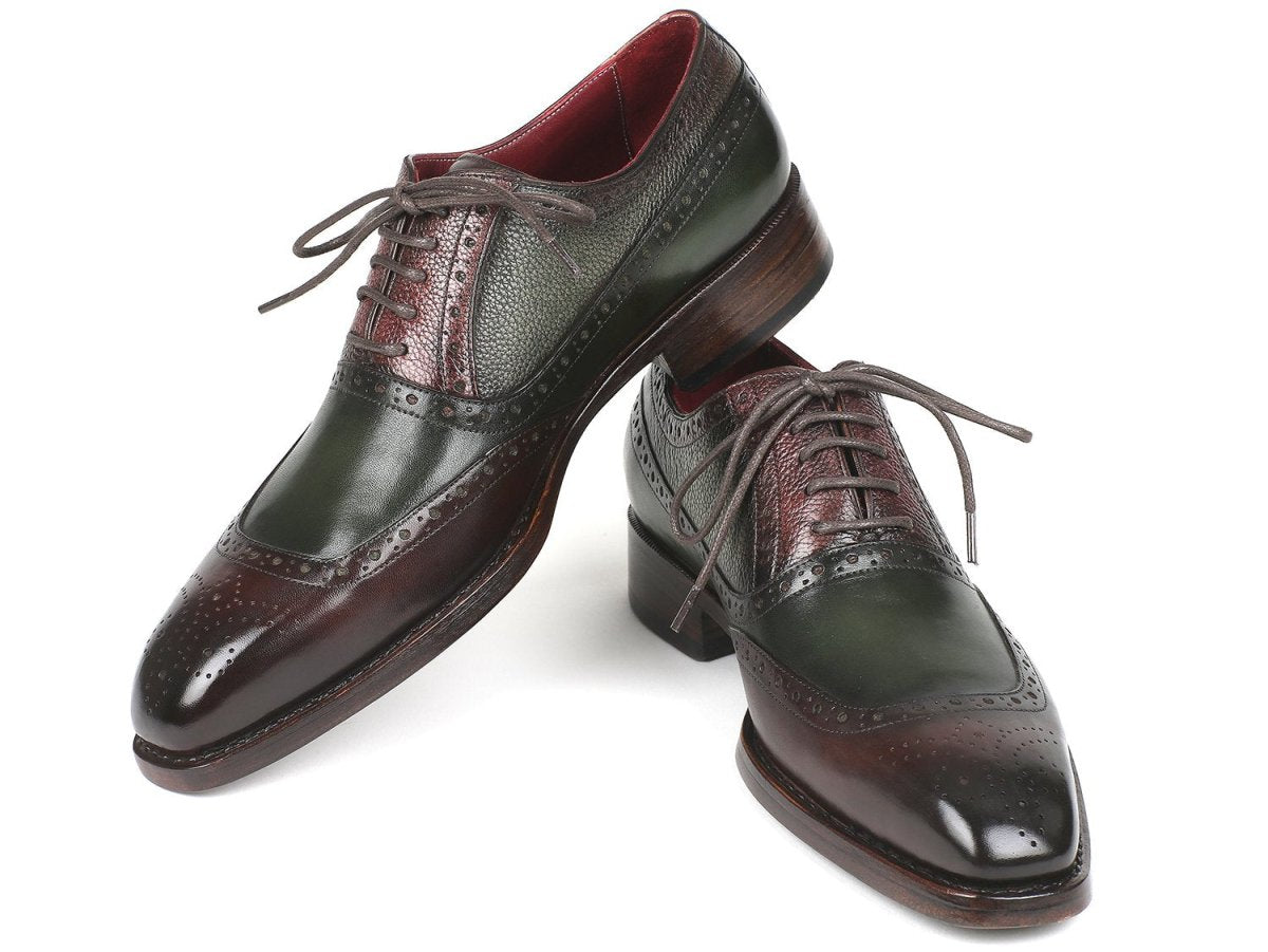 Paul Parkman Men's Goodyear Welted Oxfords in Brown and Green