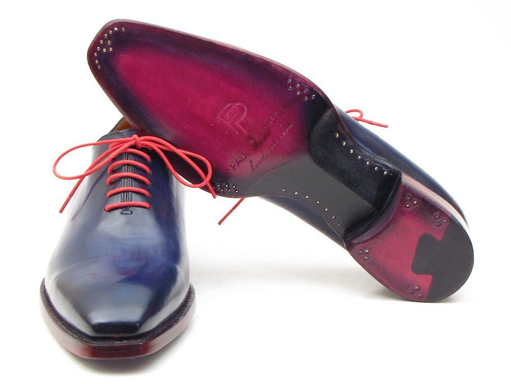 Paul Parkman Men's Goodyear Welted Wholecut Oxfords in Navy Blue
