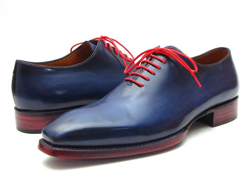 Paul Parkman Men's Goodyear Welted Wholecut Oxfords in Navy Blue
