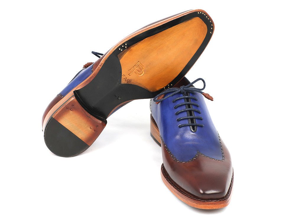 Paul Parkman Men's Goodyear Welted Wingtip Oxfords in Blue and Brown