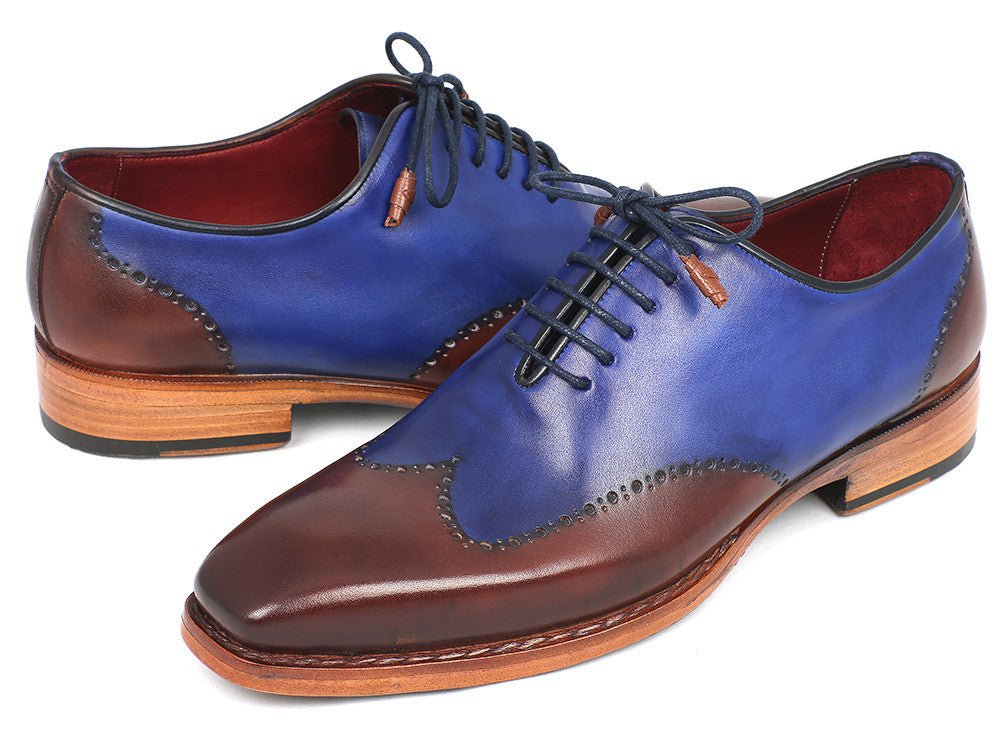 Paul Parkman Men's Goodyear Welted Wingtip Oxfords in Blue and Brown