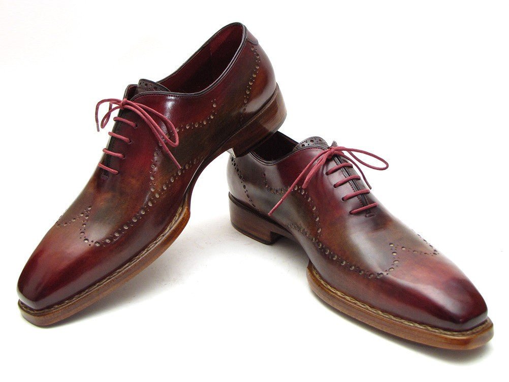 Paul Parkman Men's Goodyear Welted Wingtip Oxfords in Bordeaux and Camel