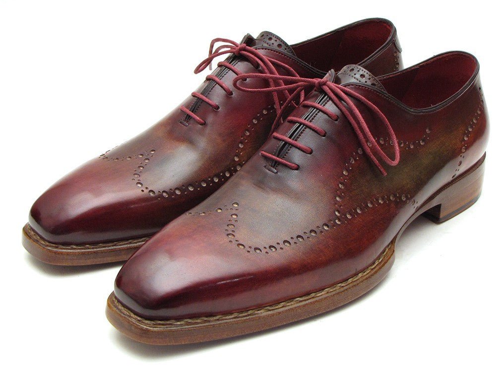 Paul Parkman Men's Goodyear Welted Wingtip Oxfords in Bordeaux and Camel
