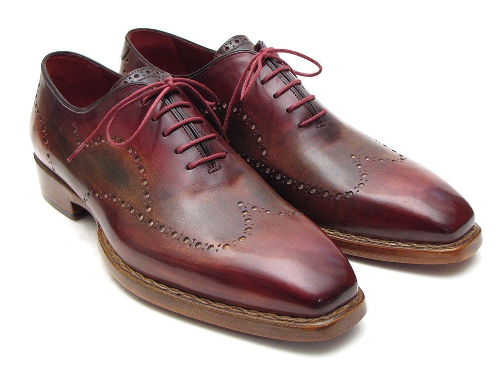 Paul Parkman Men's Goodyear Welted Wingtip Oxfords in Bordeaux and Camel