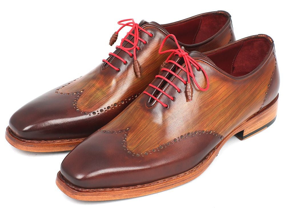 Paul Parkman Men's Goodyear Welted Wingtip Oxfords in Brown and Camel